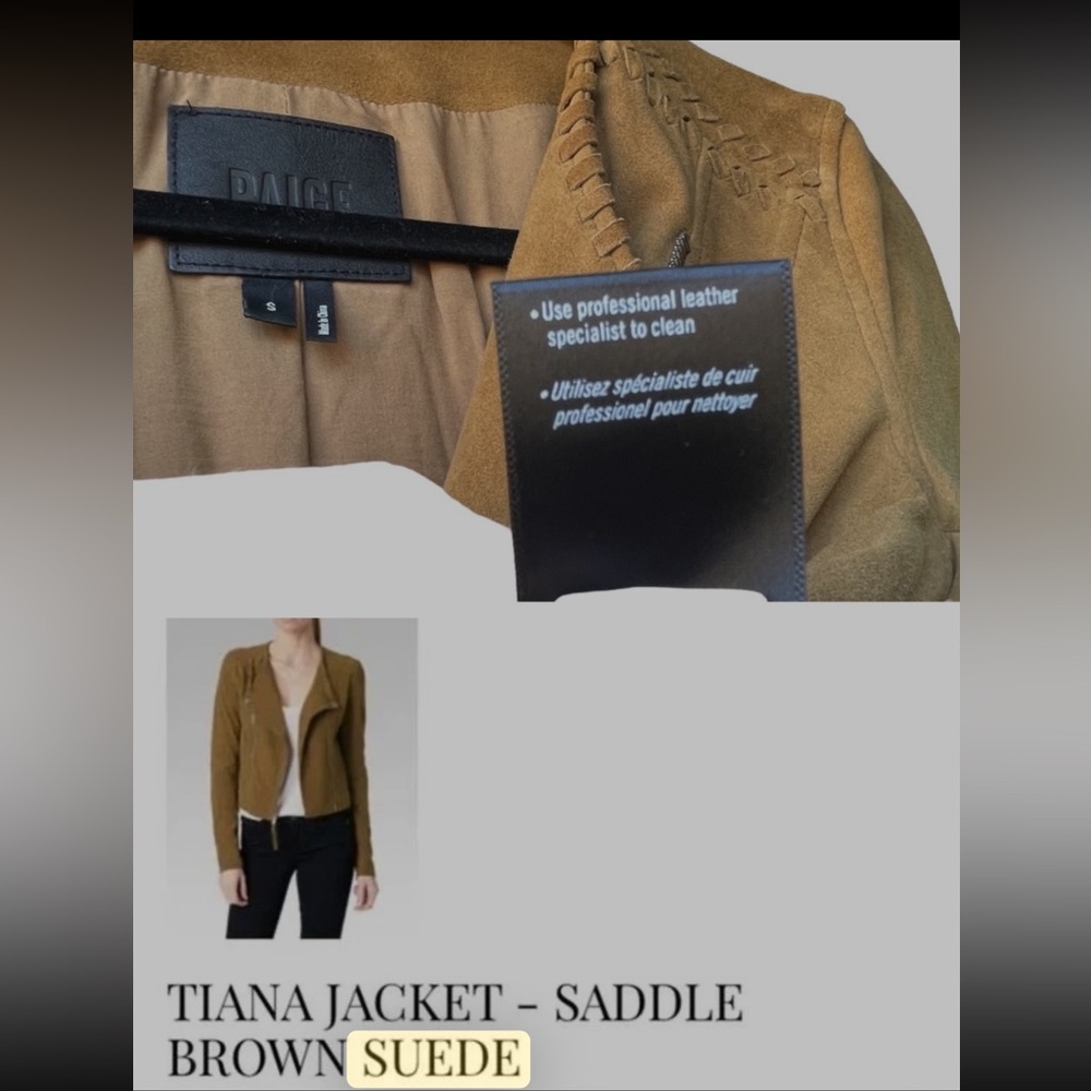 PAIGE Tobacco Color Suede  Moto Jacket